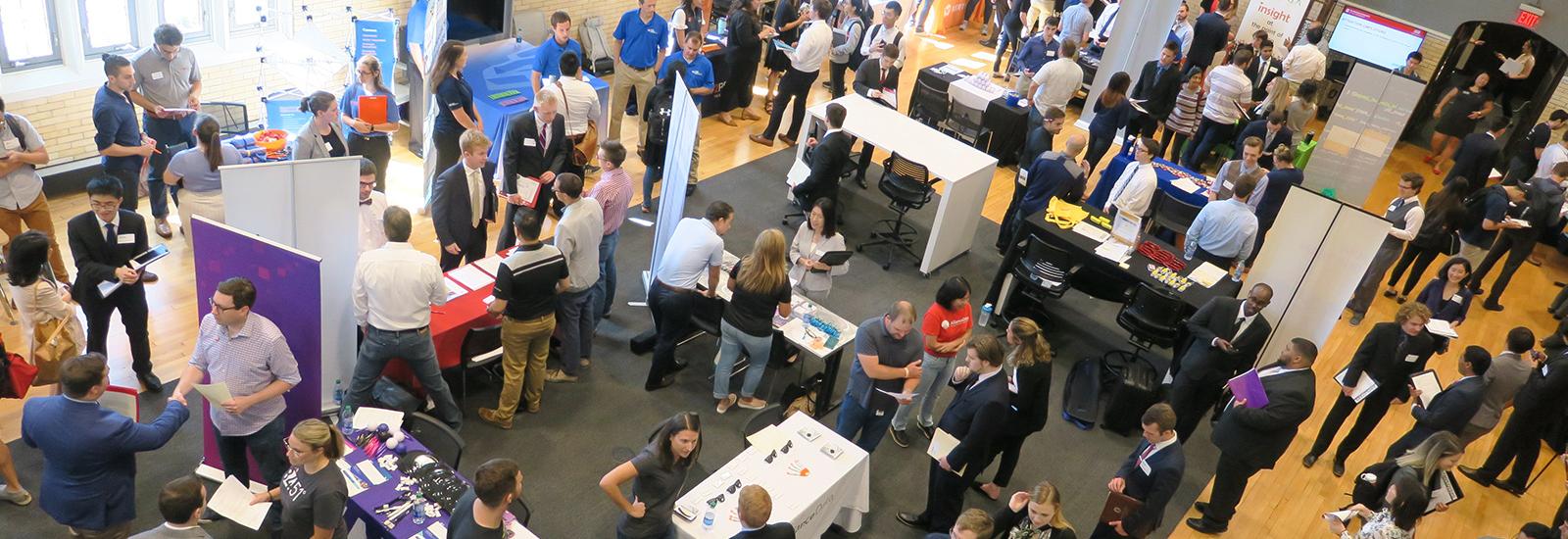 Overhead view of a crowded Career Expo